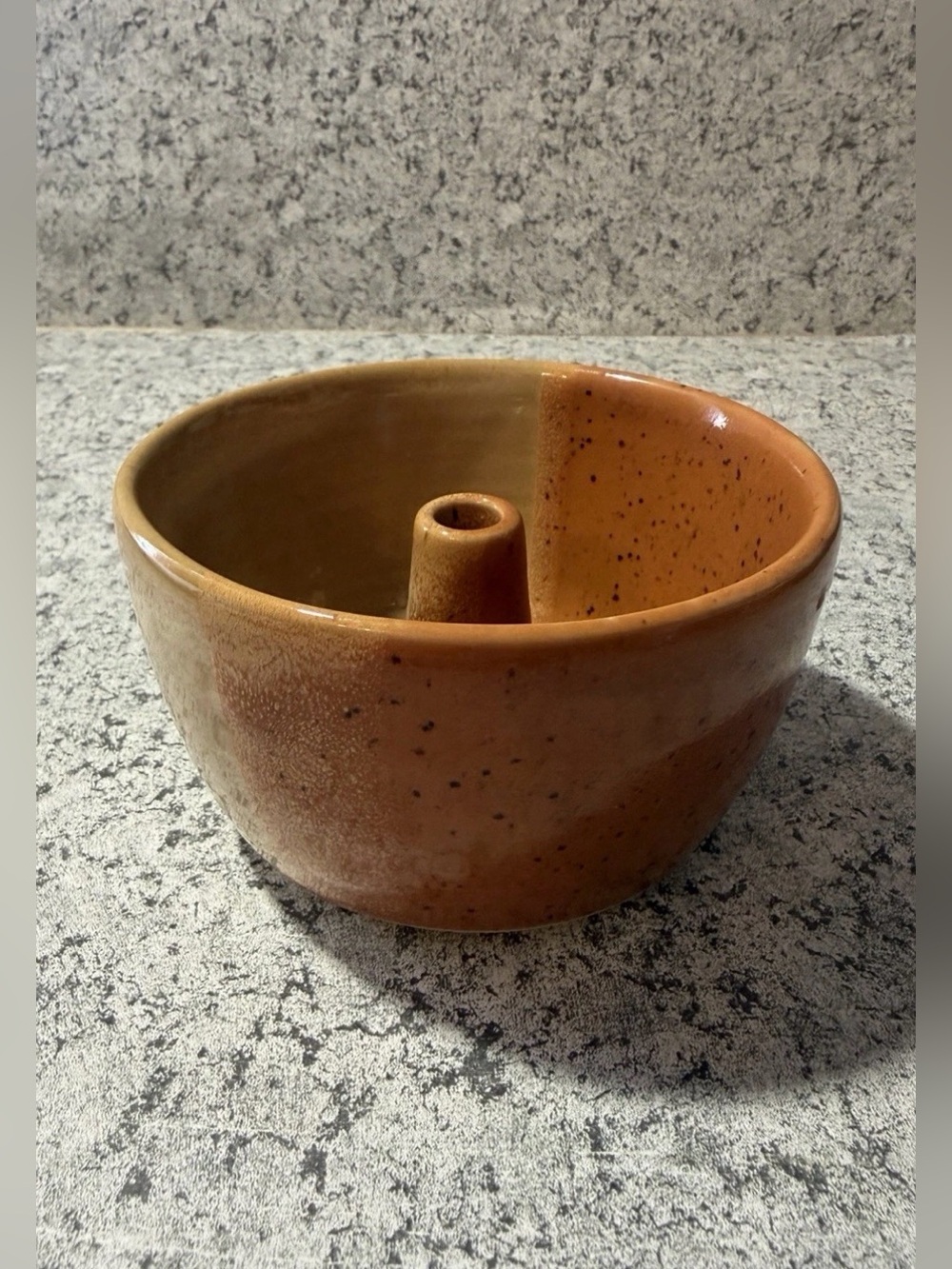 Small Handcrafted Ceramic Tube Dish | 4.5x2.5 Speckled Brown Stoneware